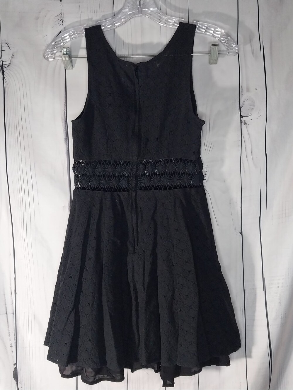 Free People Black Lace Fit-and-Flare Boho Dress With Daisy Chain Cutout Waist - Picture 5 of 10